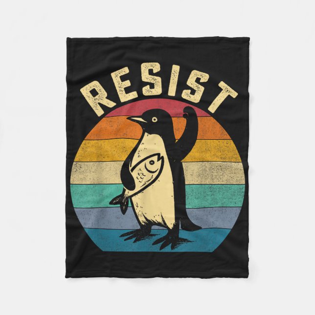 Cobertor De Velo Pinguim Engraçado Resiste Pinguins em Protesto Con (Frente)