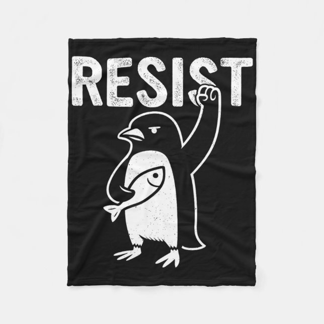 Cobertor De Velo Pinguim Engraçado Resiste Pinguins em Protesto Con (Frente)