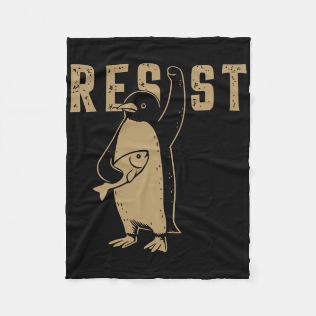 Cobertor De Velo Pinguim Engraçado Resiste Pinguins em Protesto Con (Frente)