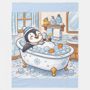 Cobertor De Velo Pinguim Feliz de Desenho Animado Fofo Tomando Banh