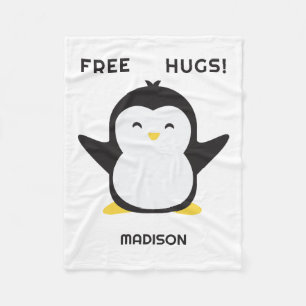 Cobertor De Velo Pinguim fofo de nome personalizado
