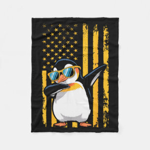 Cobertor De Velo Pinguim Gráfico Bandeira Americana Retrô Pinguim E