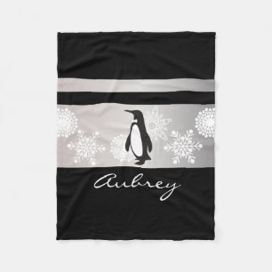 Cobertor De Velo Pinguim Preto Moderno e Flocos de Neve