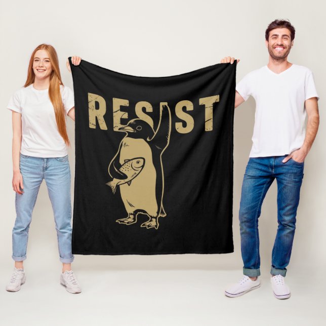 Cobertor De Velo Pinguim Resistir Pinguins Protestam Contra Tarifas (In Situ)