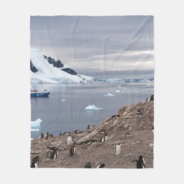 COBERTOR DE VELO PINGUINS ALÉM DO MAR (Frente)