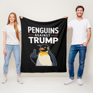 Cobertor De Velo Pinguins Para Cima Resistem Pinguins Contra Trump