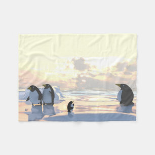 Cobertor De Velo pinguins relaxando em uma placa de gelo