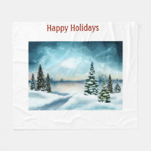 Pinheiros nevados perto de um lago