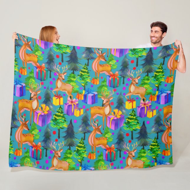 Cobertor De Velo Pinho de Natal e padrão de veados (In Situ)