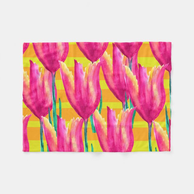 Cobertor De Velo Pinik Tulips padrão Fleece Blanket (Frente (Horizontal))