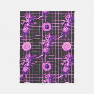 Cobertor De Velo Pink 80s Pineapple Mango Lemon Pattern
