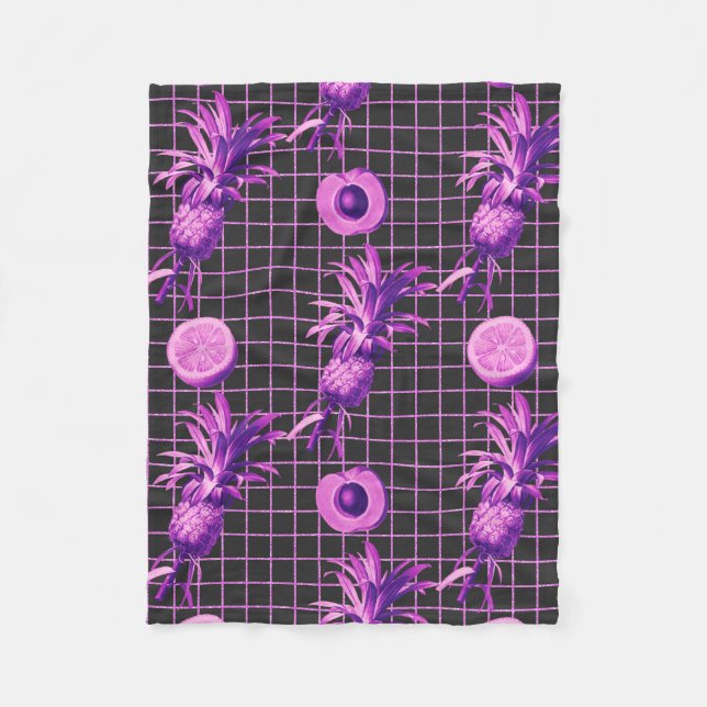 Cobertor De Velo Pink 80s Pineapple Mango Lemon Pattern (Frente)