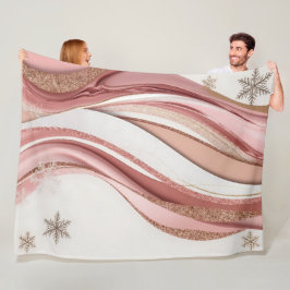 Cobertor De Velo Pink and Gold Abstract Glitter Waves Blanket