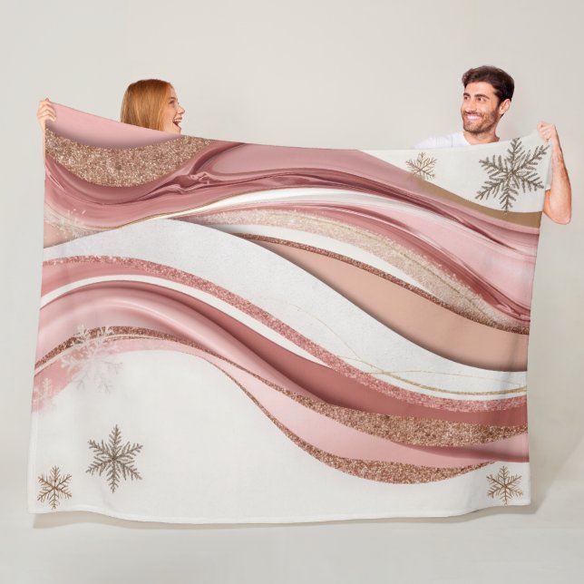Cobertor De Velo Pink and Gold Abstract Glitter Waves Blanket (In Situ)