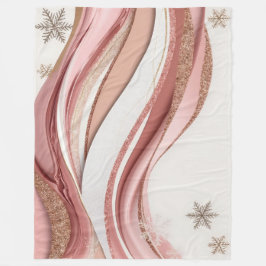 Cobertor De Velo Pink and Gold Abstract Glitter Waves Blanket