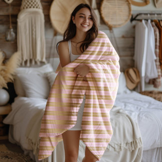 Cobertor De Velo Pink and gold stripes pattern