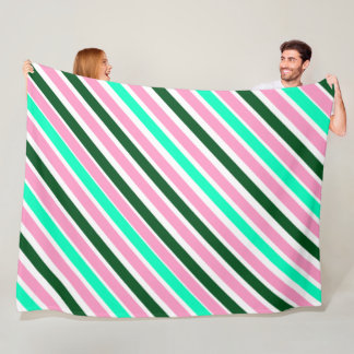 Cobertor De Velo Pink and Green Christmas Candy Stripes