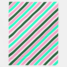 Cobertor De Velo Pink and Green Christmas Candy Stripes 