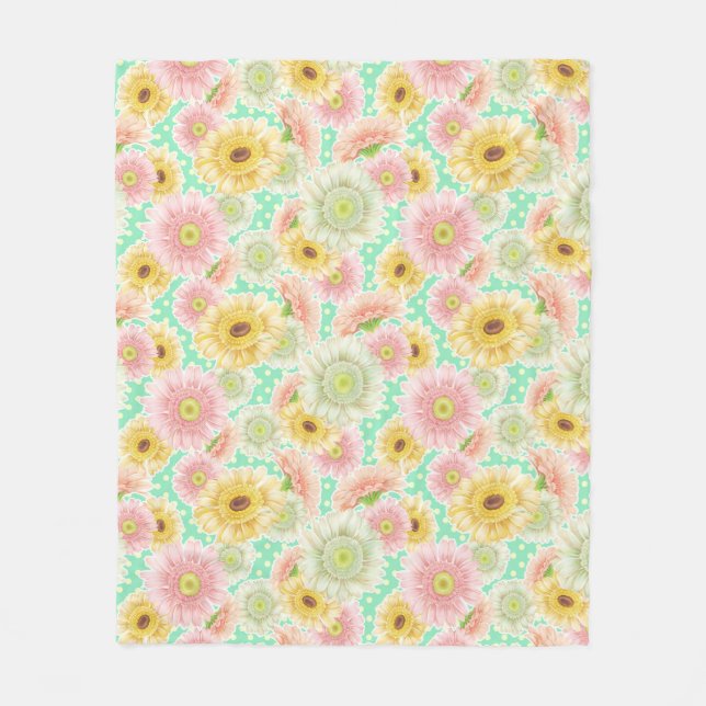 Cobertor De Velo Pink and Yellow Floral Pattern (Frente)