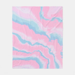 COBERTOR DE VELO PINK AZUL E ABSTRATO BRANCA