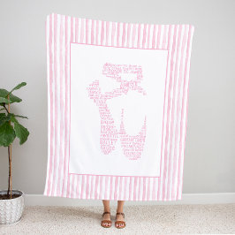Cobertor De Velo Pink Ballet Pointe Shoe Typography 