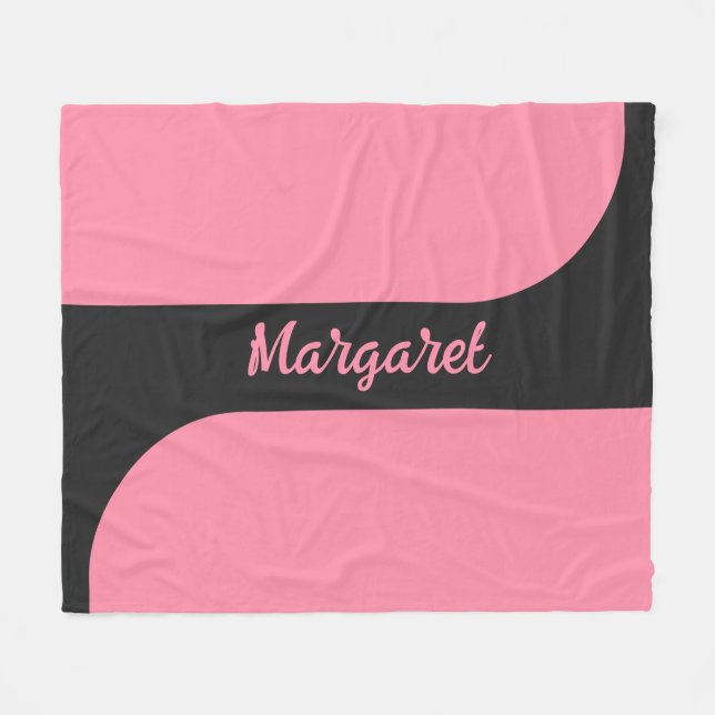 Cobertor De Velo  pink &black script girly monogram name (Frente (Horizontal))