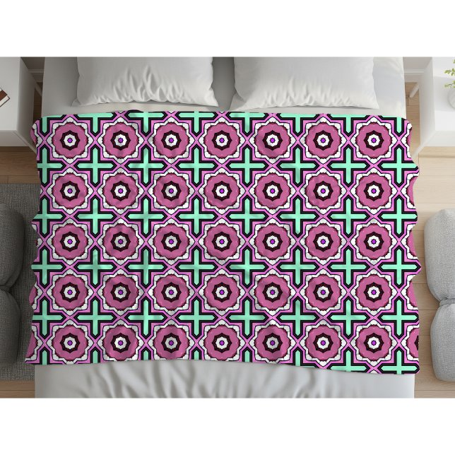 Cobertor De Velo Pink, blue and black geometric pattern  (Criador carregado)