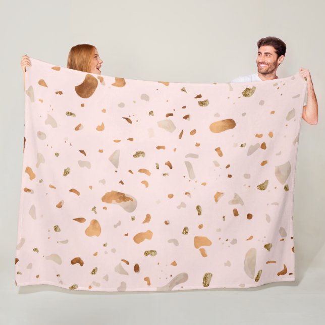 Cobertor De Velo Pink Blush Terrazzo Com Douradas Manchas De Cobre (In Situ)