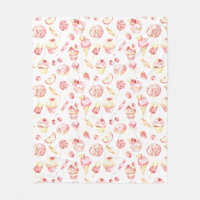 Cobertor De Velo Pink Candy Patterno Fleece Blanket (Frente)