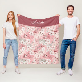 Cobertor De Velo Pink cherry blossom Personalized
