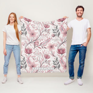 Cobertor De Velo Pink Cherry Blossom Sakura Pattern on White (3)