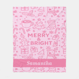 Cobertor De Velo Pink Christmas Doodle | Cozy Holiday