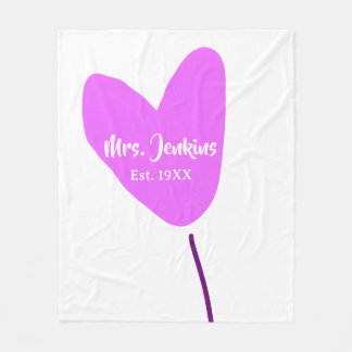 Cobertor De Velo Pink heart balloon Mrs add name est. Add year love
