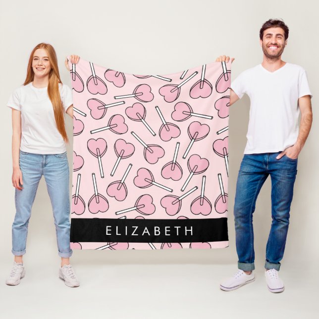 Cobertor De Velo Pink Lollipops, Heart Lollipops, Lolly, Your Name (In Situ)