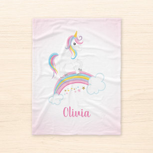 Cobertor De Velo Pink Magical Rainbow Unicorn Personalizado
