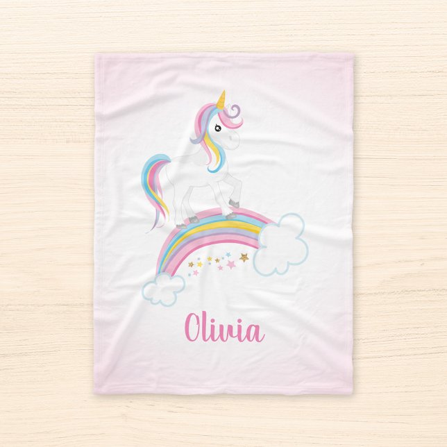 Cobertor De Velo Pink Magical Rainbow Unicorn Personalizado (Criador carregado)
