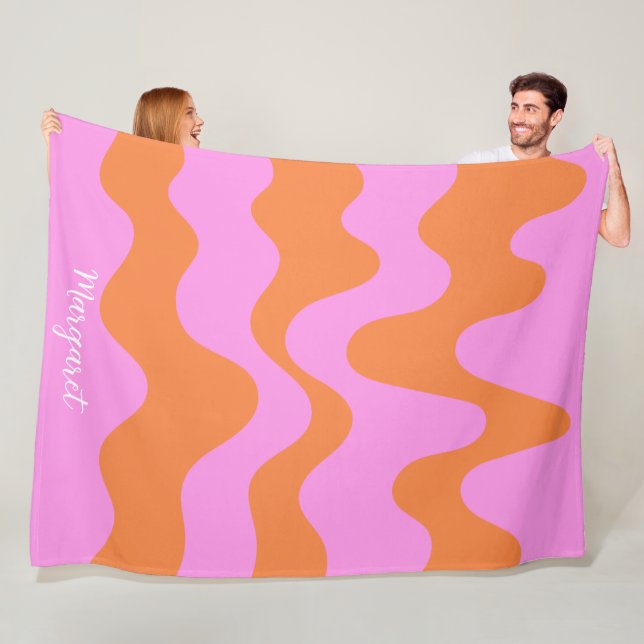 Cobertor De Velo pink &orange personalized name monogram (In Situ)