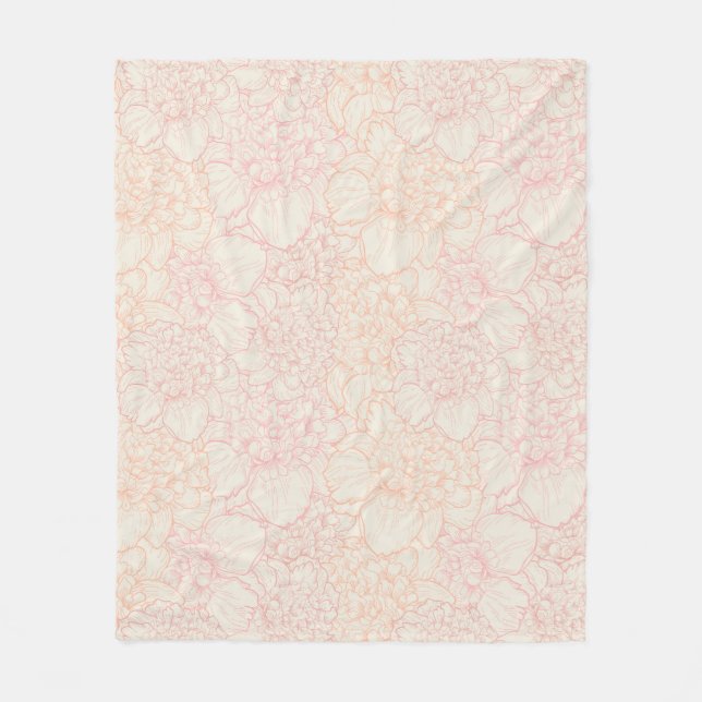 Cobertor De Velo Pink Peony Floral Patterno (Frente)