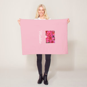 Cobertor De Velo Pink plumeria blanket personalize