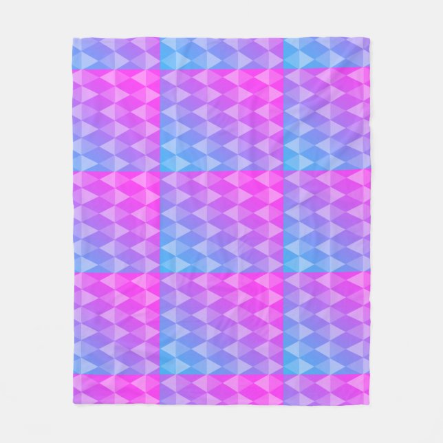 Cobertor De Velo Pink, Purple, Blue Diamond Pattern (Frente)