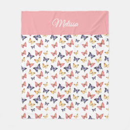 Cobertor De Velo Pink Purple Butterflies Monogram Name