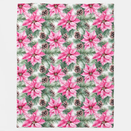 Cobertor De Velo Pink Silver Glam Poinsettia Flowers Christmas