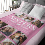 Cobertor De Velo Pink Sisters Photo Collage Fleece Blanket<br><div class="desc">Cute personalized sister blanket featuring a pretty pink background that can be changed to any color,  9 square pictures,  and a sweet family sister quote.</div>