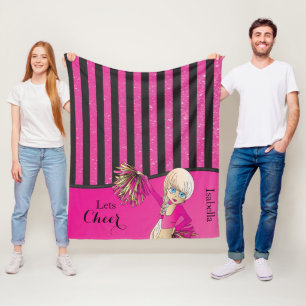 Cobertor De Velo Pink Stripes Cheer Cheerleader