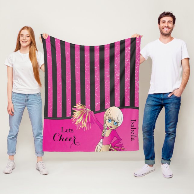 Cobertor De Velo Pink Stripes Cheer Cheerleader (In Situ)