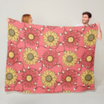 Cobertor De Velo Pink Sunflowers Christmas<br><div class="desc">Pink Sunflowers Christmas Fleece Blanket
A lovely Christmas gift,  featuring a fun design of sunflowers in pink and yellow tones,  intertwined with lights,  perfect for garden and nature lovers.</div>