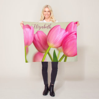 Cobertor De Velo Pink Tulips Personalize