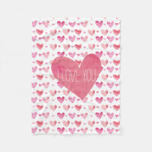 Cobertor De Velo Pink Watercolor Hearts Valentine Day Standard