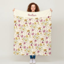 Pink Watercolor Wildflower Monogram Name