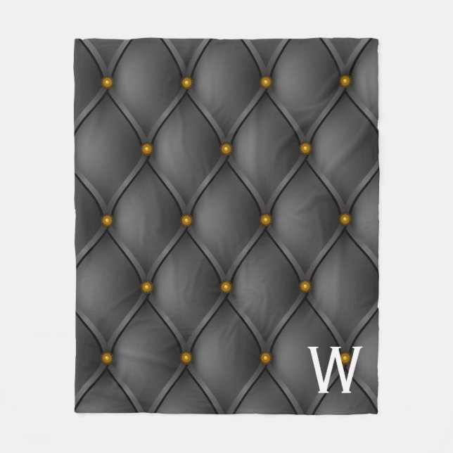 Cobertor De Velo Pino Gótico Negro Tucks Impressão Monograma (Frente)